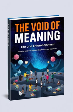 A conceptual book cover design for 'The Void of Meaning: Life and Entertainment'