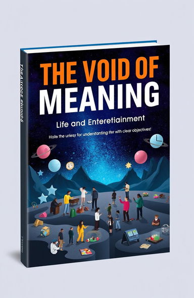 A conceptual book cover design for 'The Void of Meaning: Life and Entertainment'