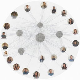 A detailed, intricate schematic of a school, illustrating its digital population of students. Each student is represented by a node, and connections show their interrelationships.