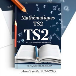 A captivating cover for a TS2 Mathematics textbook that blends classic themes of homework and composition