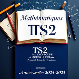 A captivating cover for a TS2 Mathematics textbook that blends classic themes of homework and composition