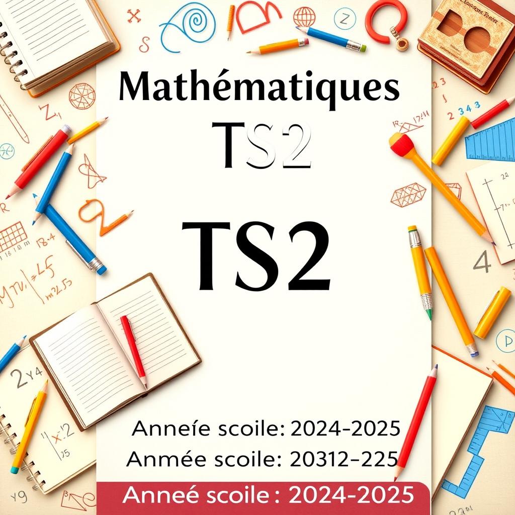 An attractive cover design for a TS2 Mathematics textbook, incorporating traditional themes of homework and composition