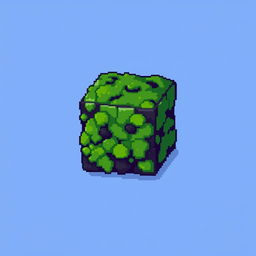 A pixel art block covered in lush green moss, designed for a 2D video game