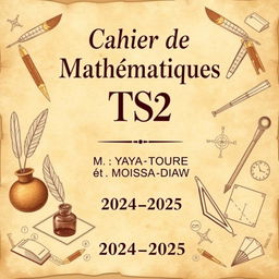A beautifully crafted cover design for a TS2 Mathematics Booklet, dedicated to classic topics of homework and composition