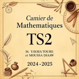 A beautifully crafted cover design for a TS2 Mathematics Booklet, dedicated to classic topics of homework and composition
