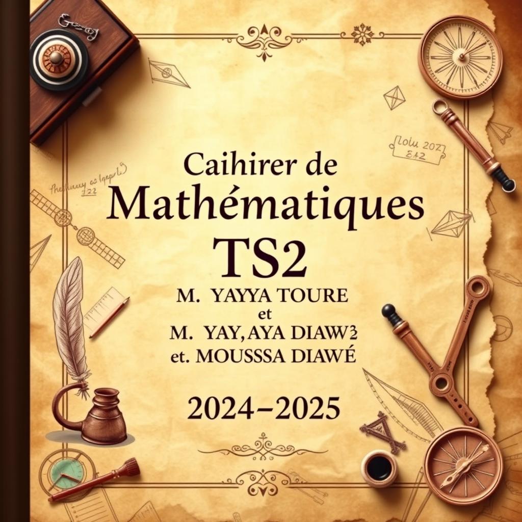 A beautifully crafted cover design for a TS2 Mathematics Booklet, dedicated to classic topics of homework and composition