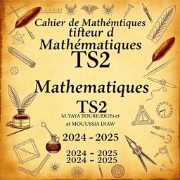A beautifully crafted cover design for a TS2 Mathematics Booklet, dedicated to classic topics of homework and composition