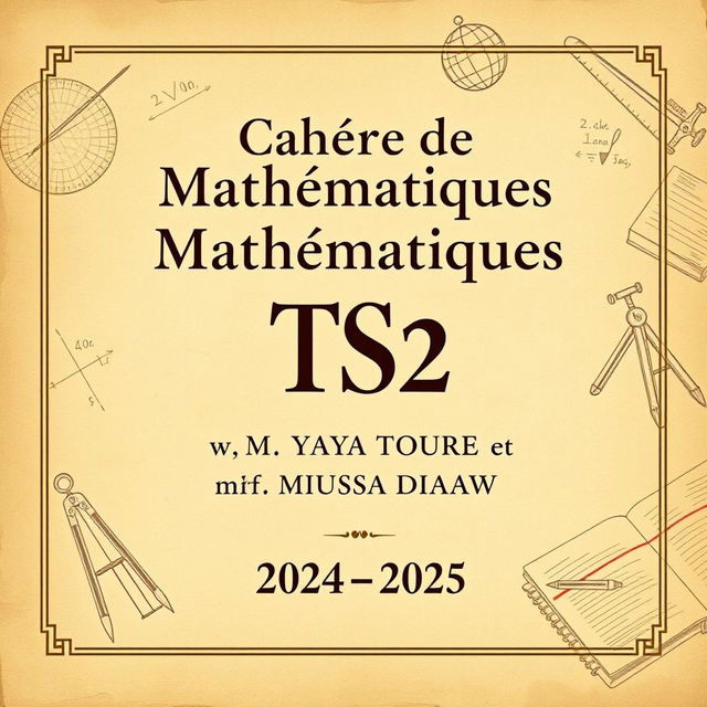 A classic and scholarly cover design for a TS2 Mathematics Booklet, focusing on traditional themes of homework and composition