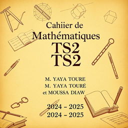 A classic and scholarly cover design for a TS2 Mathematics Booklet, focusing on traditional themes of homework and composition
