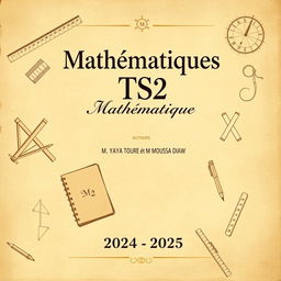 An elegant cover design for the TS2 Mathematics booklet, focusing on themes of old homework and composition