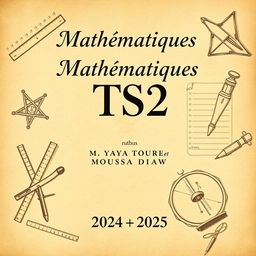 An elegant cover design for the TS2 Mathematics booklet, focusing on themes of old homework and composition