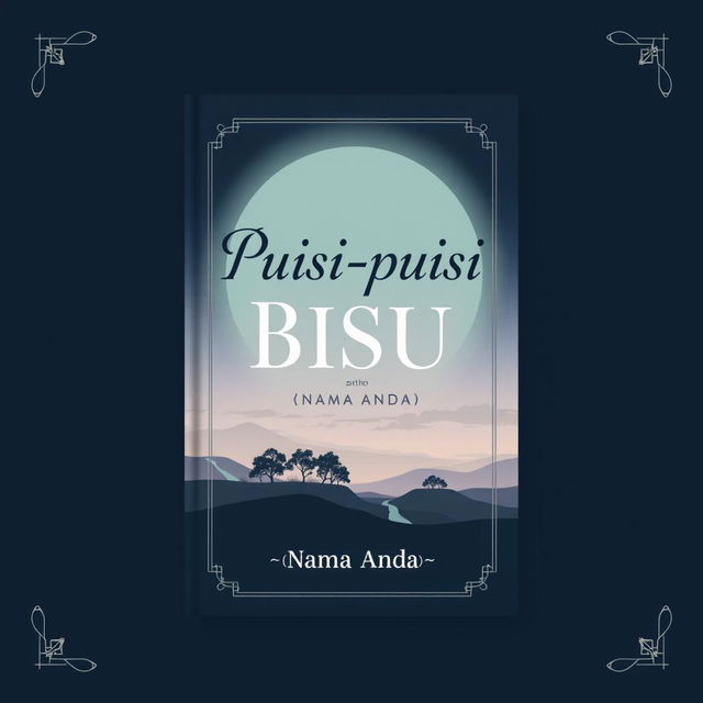 A serene and reflective book cover design for 'Puisi-puisi Bisu' using elegant font for the title