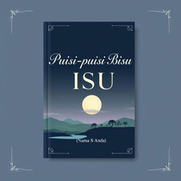 A serene and reflective book cover design for 'Puisi-puisi Bisu' using elegant font for the title