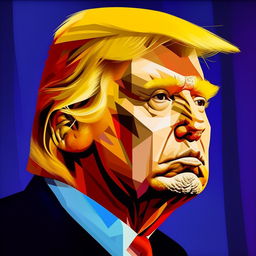 A unique Picasso-styled Cubist portrait of Donald Trump, focusing on geometrical forms and multiple perspectives while avoiding any political connotations.