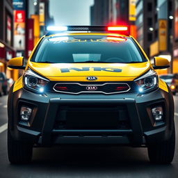 A striking Kia Picanto featuring bold black and yellow branding, showcasing its unique and modern design