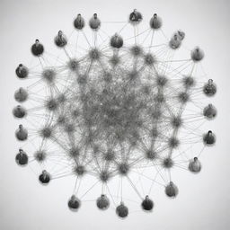 A large, detailed schematic representing a digital population. Each individual is shown as a unique node with intricate connections, showing the complexity of their network.