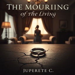 A compelling ebook cover titled 'The Mourning of the Living,' capturing the theme of betrayal and infidelity in marriage, specifically reflecting the wife's betrayal towards her husband