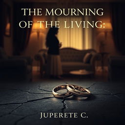 A compelling ebook cover titled 'The Mourning of the Living,' capturing the theme of betrayal and infidelity in marriage, specifically reflecting the wife's betrayal towards her husband