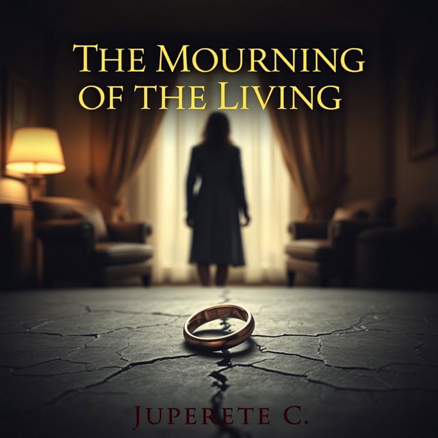 A compelling ebook cover titled 'The Mourning of the Living,' capturing the theme of betrayal and infidelity in marriage, specifically reflecting the wife's betrayal towards her husband