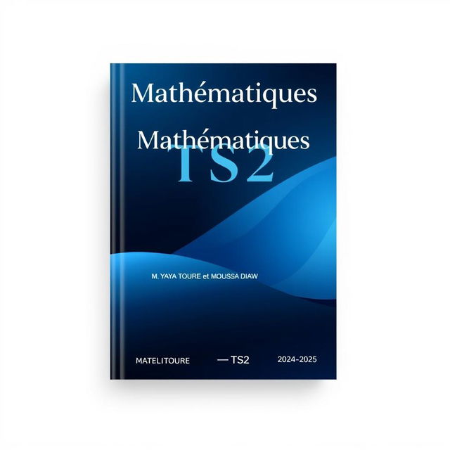 A sleek and modern cover design for the TS2 Mathematics textbook, featuring a sophisticated color palette with a smooth gradient from dark blue to light blue