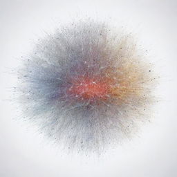 A vast, large-scale visualization of a data cloud with interconnected neural networks, all set against a white background, displaying the enormity and complexity of data connections.