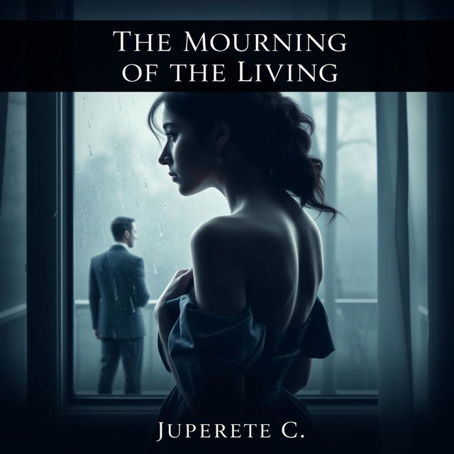 A solemn and striking eBook cover for 'The Mourning of the Living', highlighting themes of betrayal and infidelity in marriage