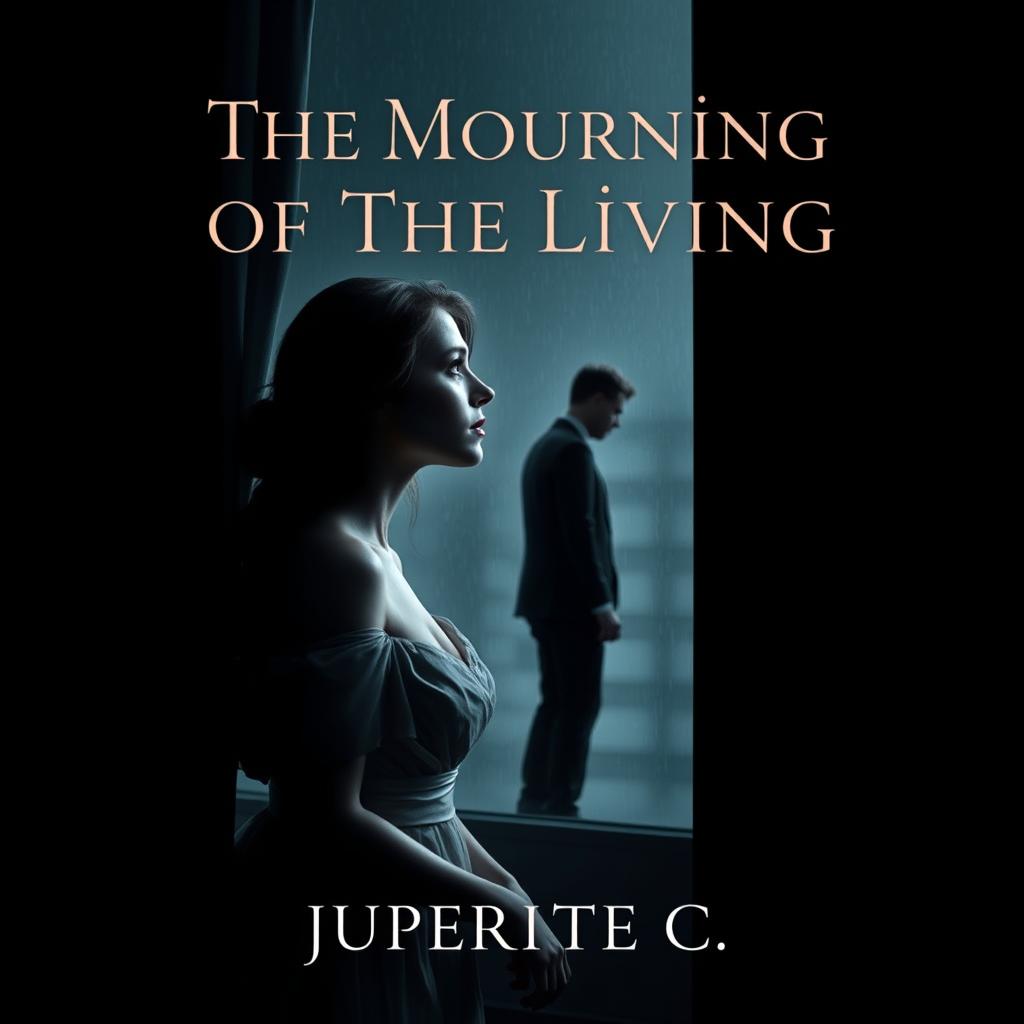 A solemn and striking eBook cover for 'The Mourning of the Living', highlighting themes of betrayal and infidelity in marriage