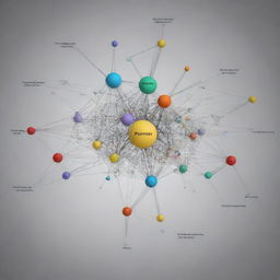 A detailed schematic representation of a digital population, incorporating research data. Each individual is denoted by a node, and their interconnections signify relationships, while varying node colors symbolize different research results.