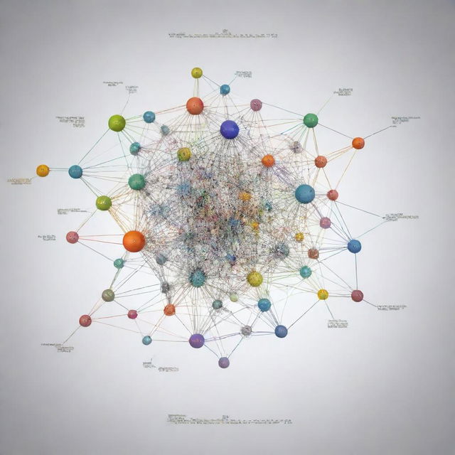 A detailed schematic representation of a digital population, incorporating research data. Each individual is denoted by a node, and their interconnections signify relationships, while varying node colors symbolize different research results.