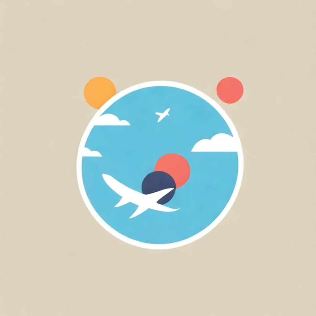 Design a playful and modern logo for a travel company. Incorporate elements like airplanes, globes, or suitcases, with a bright and vibrant color palette.