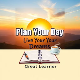 A visually appealing book cover for 'Plan Your Day, Live Your Dreams' by Great Learner