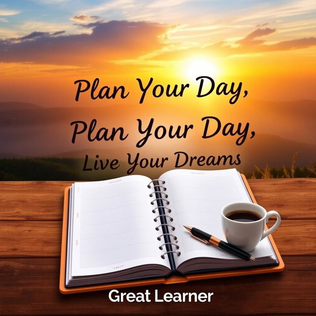 A visually appealing book cover for 'Plan Your Day, Live Your Dreams' by Great Learner