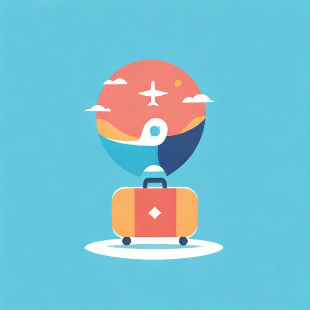 Design a playful and modern logo for a travel company. Incorporate elements like airplanes, globes, or suitcases, with a bright and vibrant color palette.