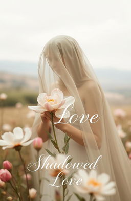 A romantic setting featuring a blooming flower in nature, surrounded by soft, neutral colors