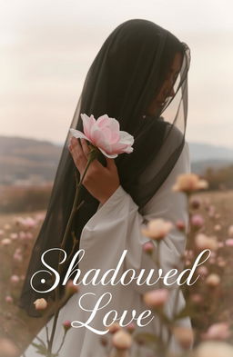 A romantic setting featuring a blooming flower in nature, surrounded by soft, neutral colors