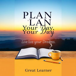 A captivating book cover for 'Plan Your Day, Live Your Dreams' by Great Learner