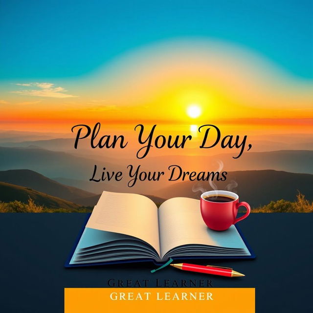 A captivating book cover for 'Plan Your Day, Live Your Dreams' by Great Learner