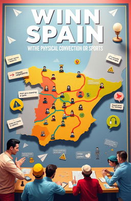 A vibrant and engaging visual representation of a strategic game board emphasizing the concept of winning Spain without physical confrontation or sports