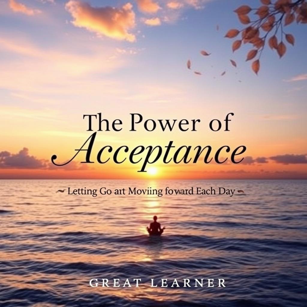 An uplifting book cover for 'The Power of Acceptance: Letting Go and Moving Forward Each Day' by Great Learner