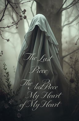 An enchanting nature scene featuring a veiled figure shrouded in mystery, set in a romantic backdrop surrounded by dark, moody elements