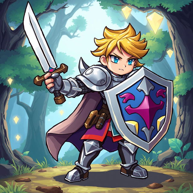 A detailed RPG sprite design featuring a fantasy character in an animated style