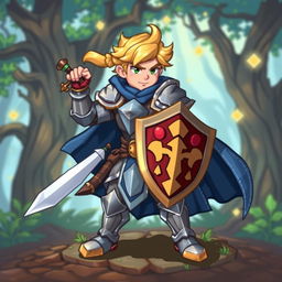 A detailed RPG sprite design featuring a fantasy character in an animated style