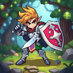 A detailed RPG sprite design featuring a fantasy character in an animated style