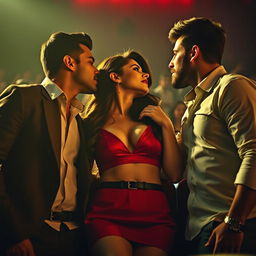 Kriti Sanon in a stylish red mini skirt and a fashionable crop top, featuring a daring neckline that accentuates her cleavage