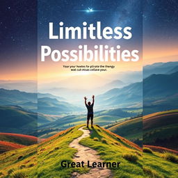 An inspiring and visually dynamic book cover for 'Limitless Possibilities' by Great Learner