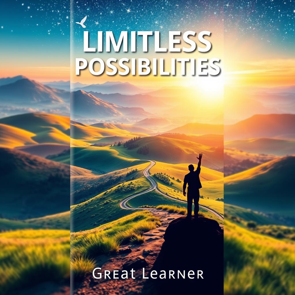 An inspiring and visually dynamic book cover for 'Limitless Possibilities' by Great Learner