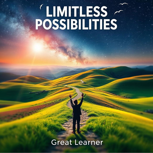 An inspiring and visually dynamic book cover for 'Limitless Possibilities' by Great Learner