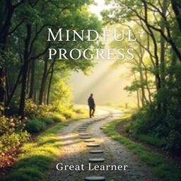 A serene and thought-provoking book cover for 'Mindful Progress' by Great Learner