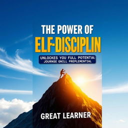 A motivational and visually impactful book cover for 'The Power of Self-Discipline: Unlocking Your Full Potential' by Great Learner