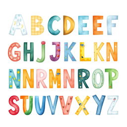 An artistic poster featuring the alphabet, with each letter beautifully illustrated in a unique style